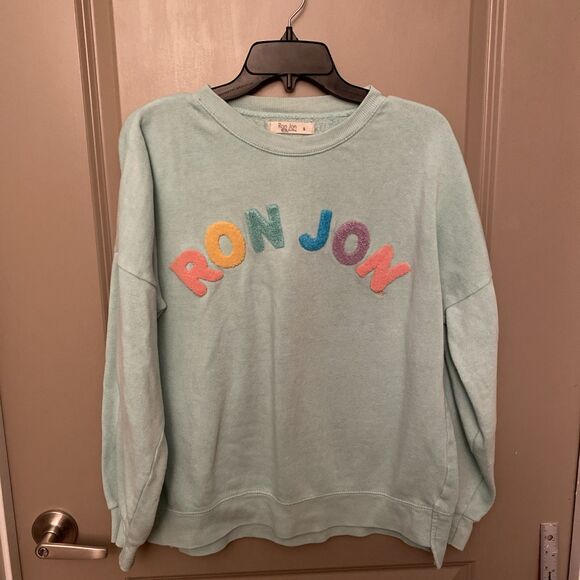 Ron Jon Surf Shop Womens S Sweatshirt Puff Letters Long Sleeve Green - Picture 2 of 10